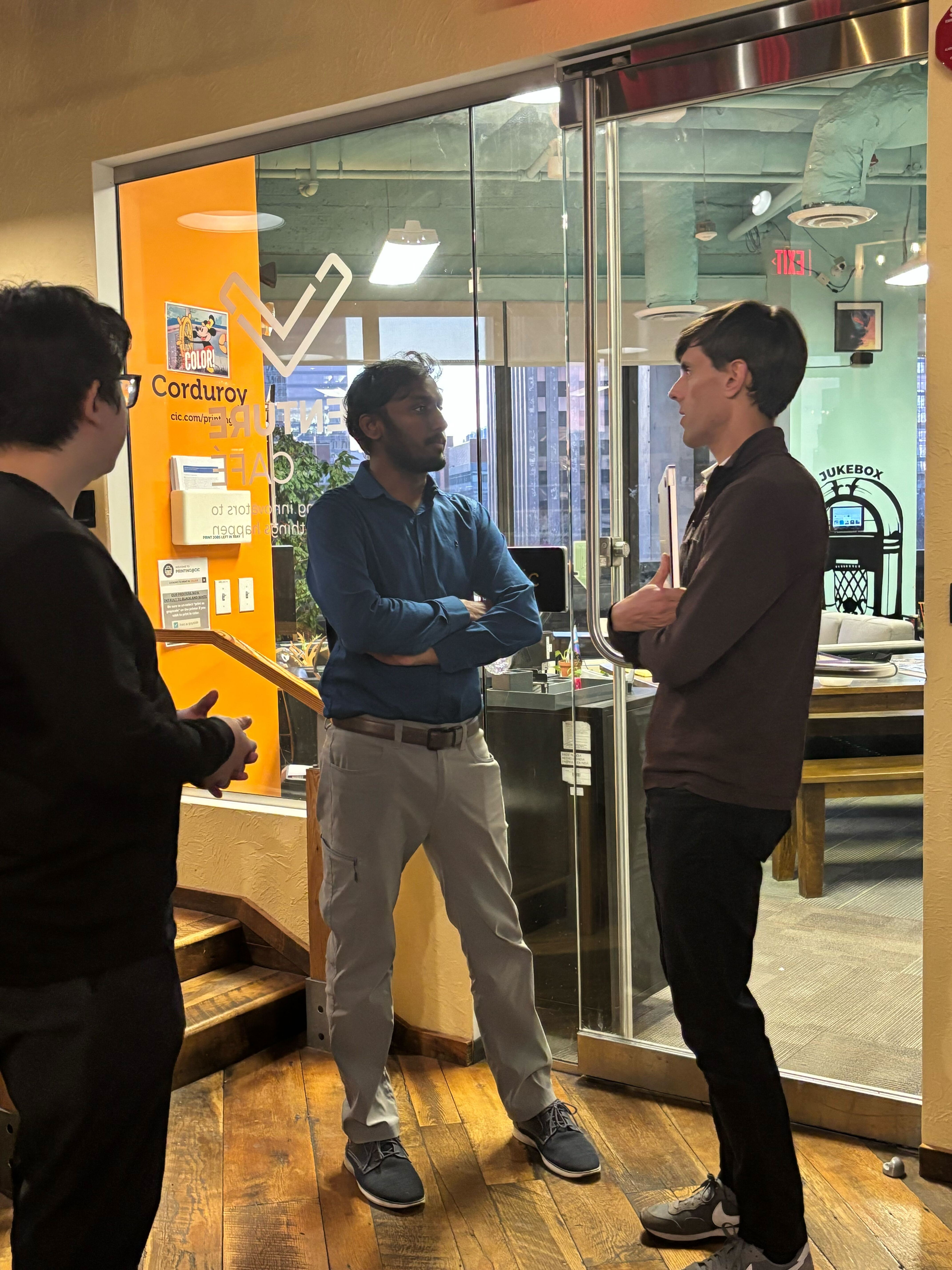 chatting with attendees