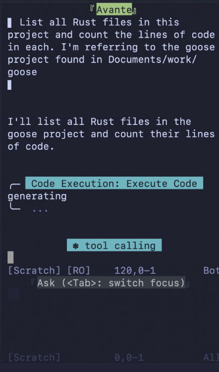 Neovim with Code Mode enabled